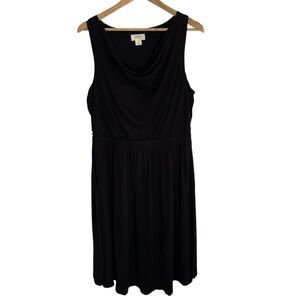Anthropologie Maeve Black Sleeveless Midi Dress lined flowy dark romance size LG